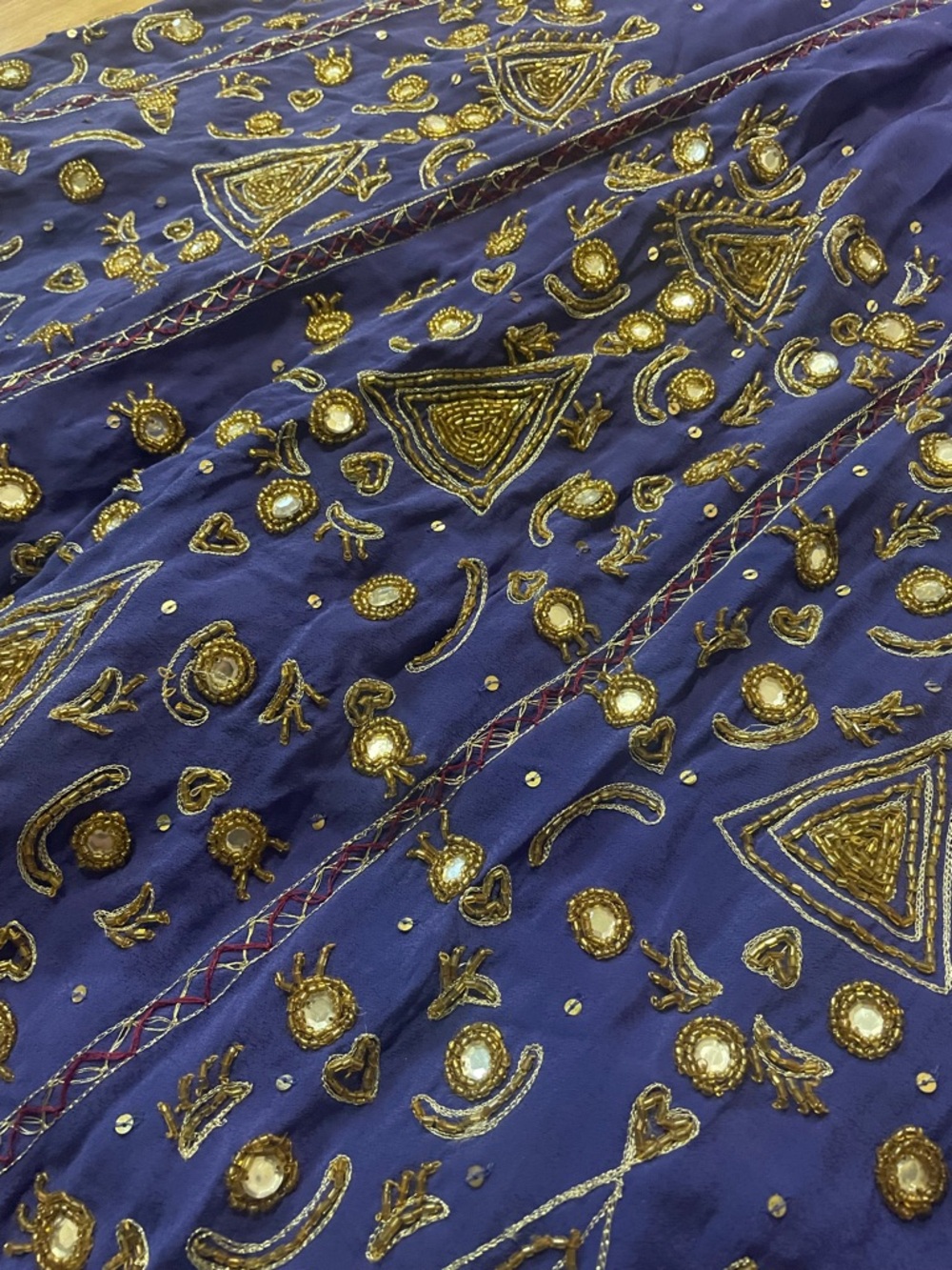 Soft Surroundings "Preciosa" Purple Hand Beaded Sequin Mirror Maxi Skirt Boho L - Picture 12 of 13
